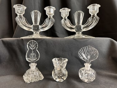 Cut Crystal Candlesticks, Perfumes & TPick Holder