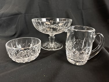 Waterford Crystal Pedestal Compote, Bowl & Creamer