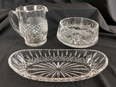 Waterford Crystal Oval Bowl, Nut Dish & Pitcher
