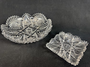 2 ABP Cut Leaded Crystal Star Pattern Dish Bowls
