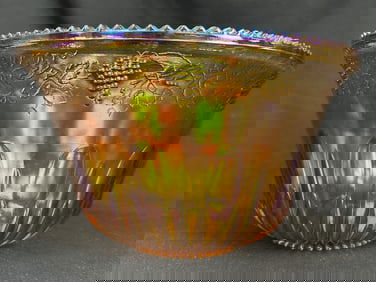 Marigold Carnival Glass 12" CenterBowl GrapeDesign