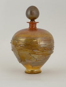 Baquere Blown Amber Gold Swirl Perfume Bottle