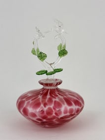 Vintage Blown Glass Perfume Bottle w Hummingbird
