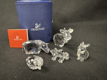 5 Swarovski Crystal Miniature Animals