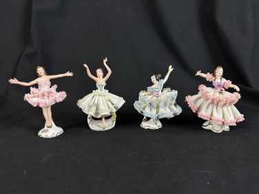 4 Dresden Porcelain Ballerina & Dancing Figurines
