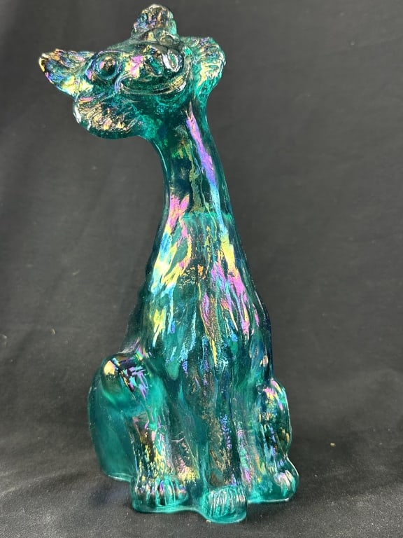 Fenton11" Teal Blue Iridescent Winking AlleyCat (1 of 7)