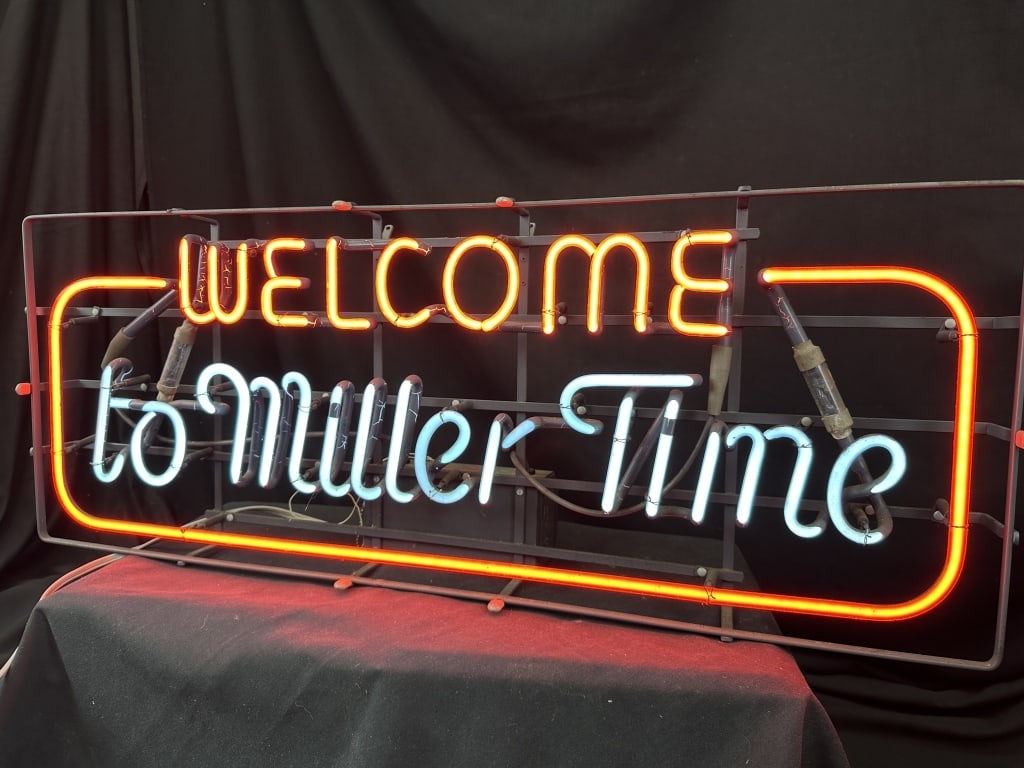 Neon Sign "Welcome to Miller Time" 2 Color (1 of 9)