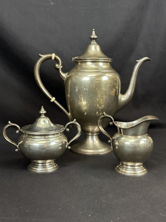 Gorham Sterling Silver Puritan Coffee Tea Set 3 pc (1 of 8)