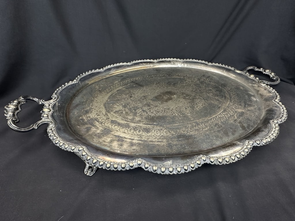 Huge Oval Silver Serving Tray Federal Style (1 of 11)