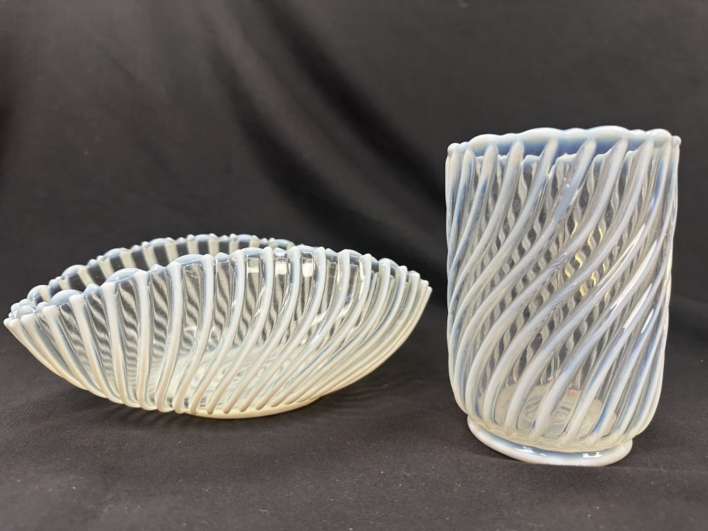 A. J. Beatty & Sons Rib & Swirl Glass Bowl & Vase (1 of 9)