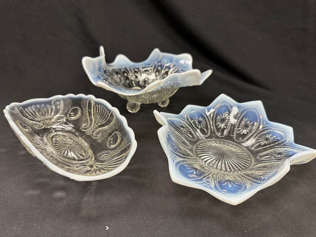 3 EAPG Jefferson /Northwood Opalescent CenterBowls (1 of 9)
