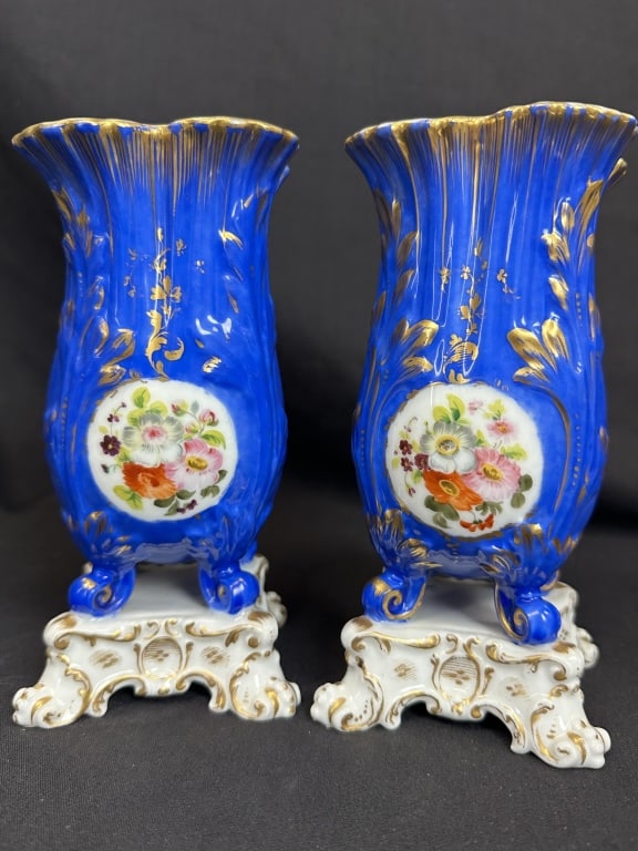 Jacob Petit-Style Hand Painted Porcelain Vase Pair (1 of 13)