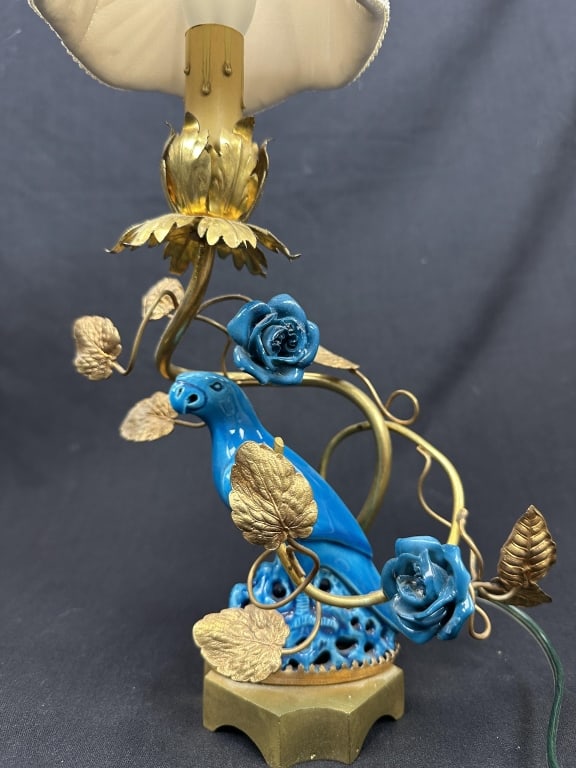 Gilted Candelabra w/Blue Porcelain Bird & Roses 1 (1 of 11)