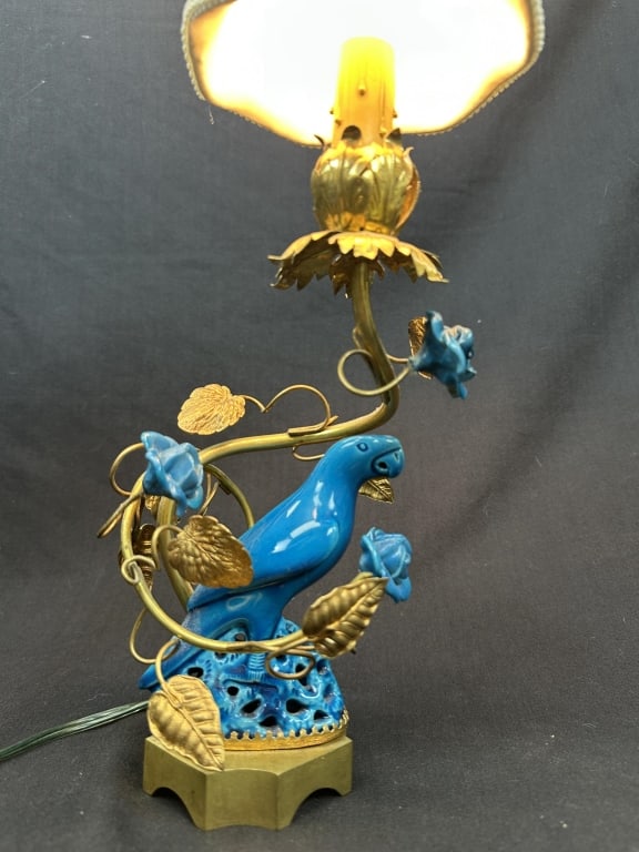 Gilted Candelabra w/ Blue Porcelain Bird & Roses 2 (1 of 13)