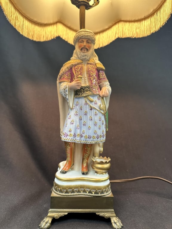 Porcelain Handpainted Sultan Figurine Accent Lamp (1 of 15)