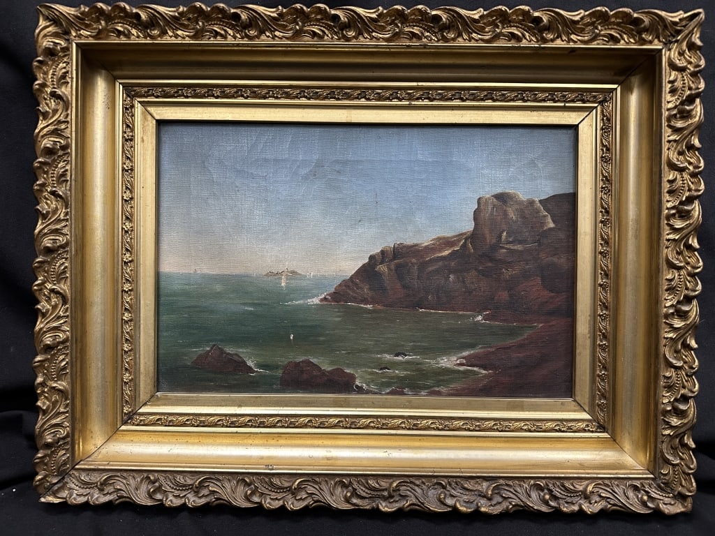 C.E.Whipple Oil on Canvas CoastalSeascape 1884 (1 of 12)