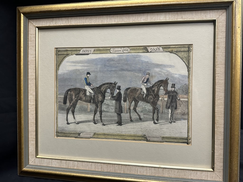 19th C. Hand-Colored Equestrian Print Epsom Winner (1 of 7)
