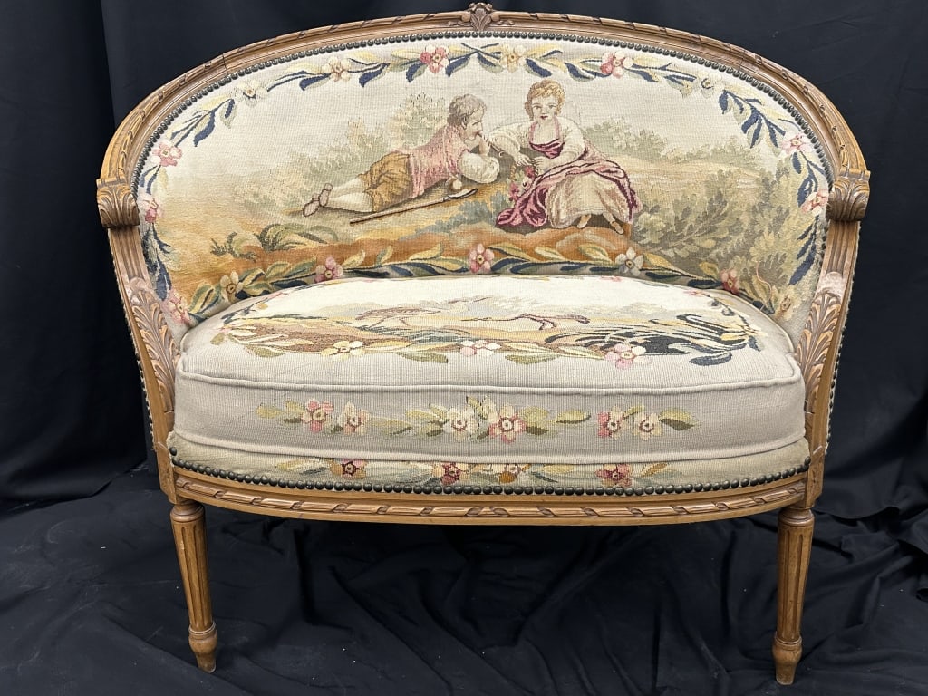 Louis XVI-Style Canapé Settee w/ Aubusson Tapestry (1 of 16)