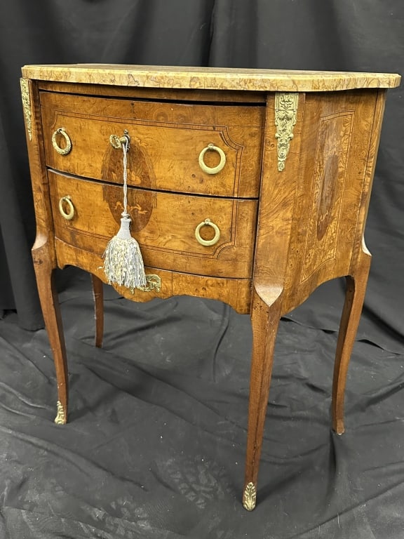LouisXVI-Style MarbleTop Demi-Lune Commode wOrmolu (1 of 19)