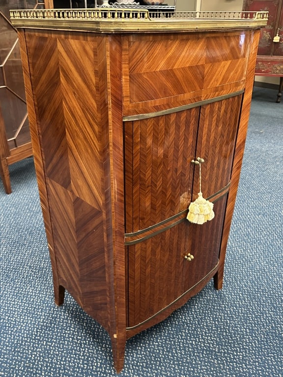Rare French Marquetry Lift-Top Tambour Cabinet (1 of 18)