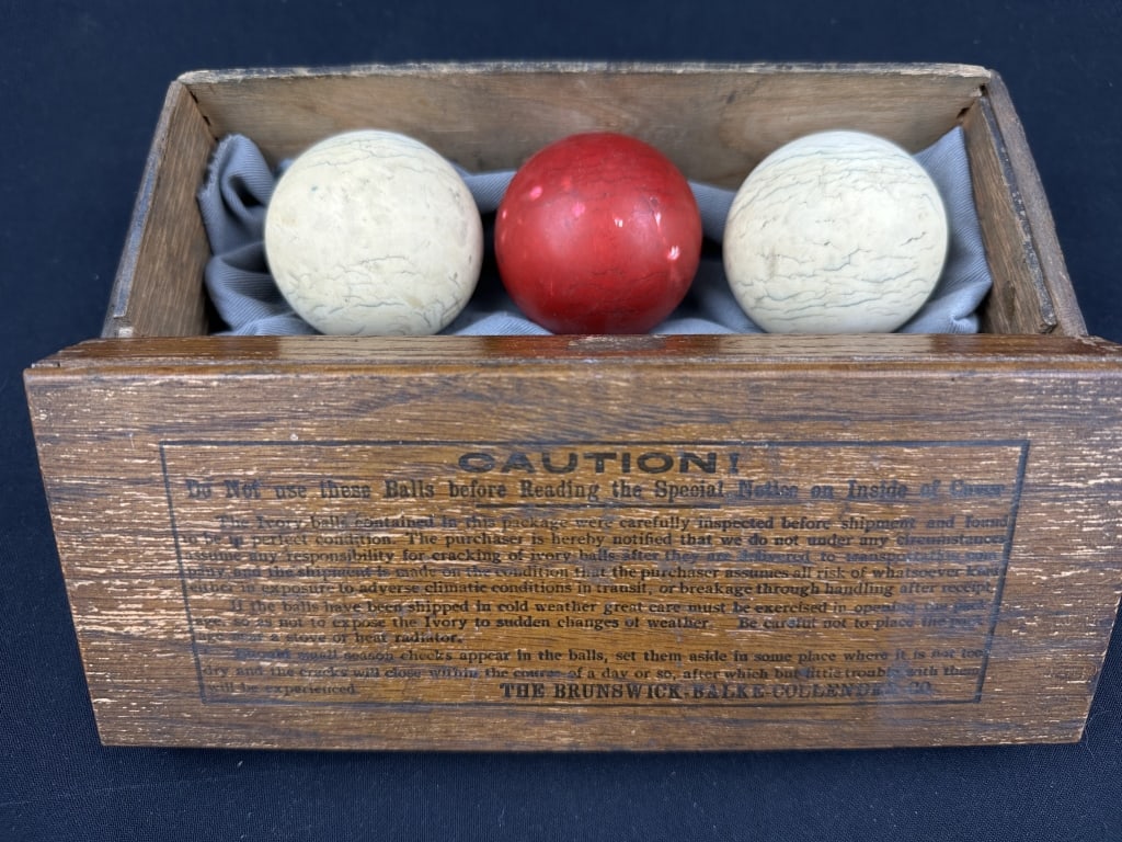 Antique Set 3 Brunswick Ivory Carom Billiard Balls (1 of 9)