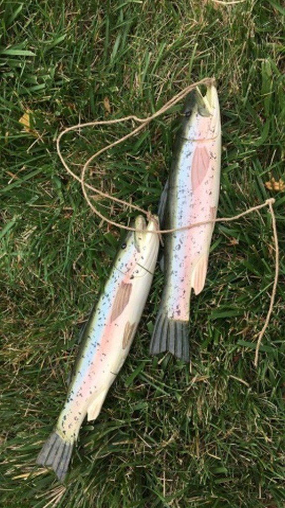 Pair of Hand Carved & Painted Wood Fish Figures (1 of 3)