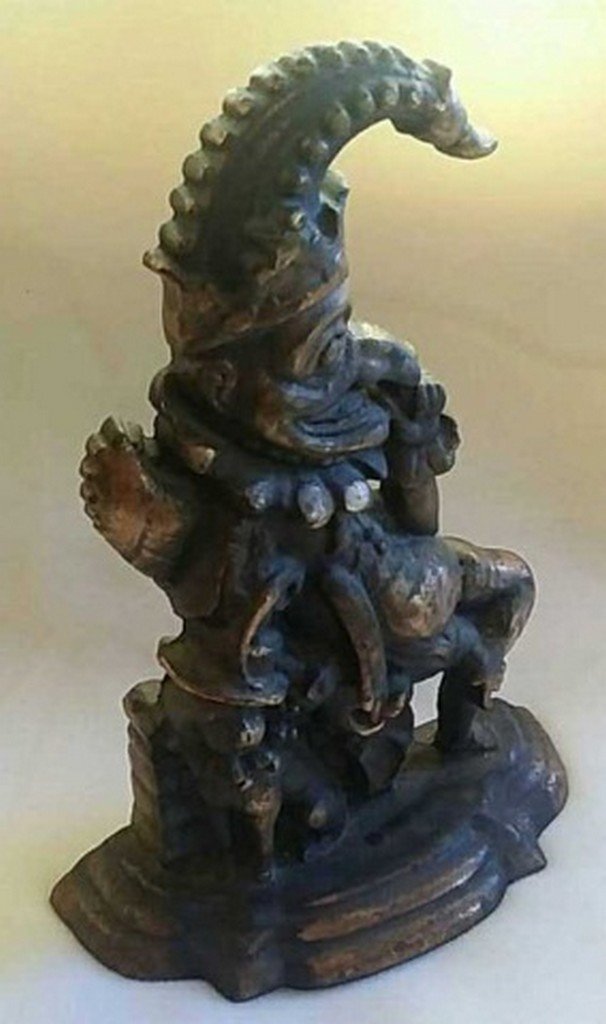 Antique Iron Doorstop w/Copper Finish "Punch" (1 of 4)