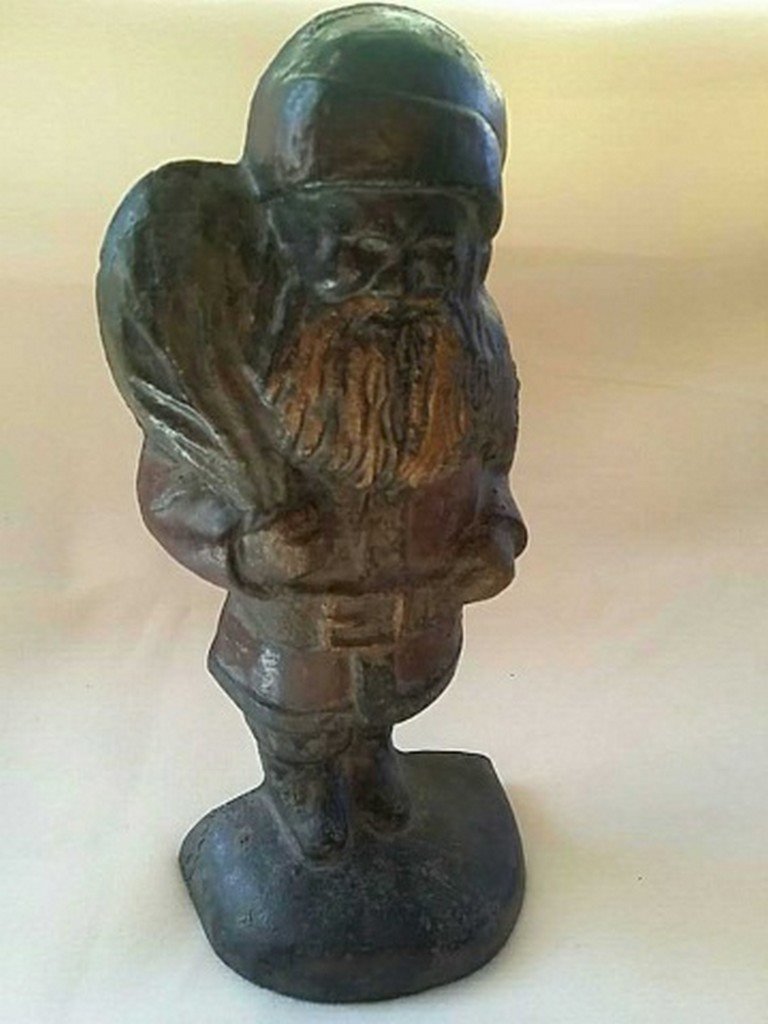 Antique Painted Iron Doorstop Santa w/Bag of Toys (1 of 6)