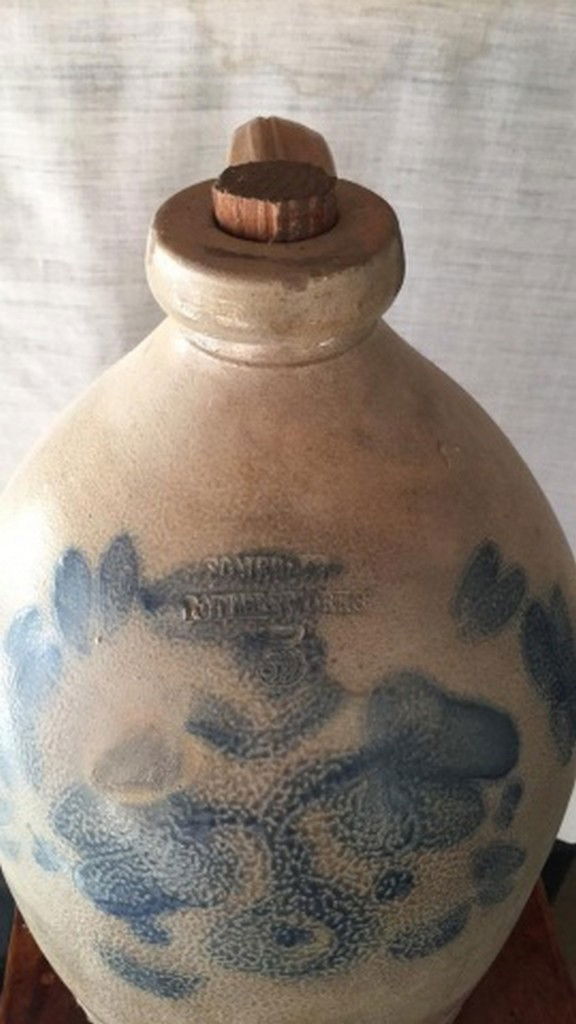 Antique Salt-Glaze Stoneware Folk-Art Blue Jug (1 of 7)