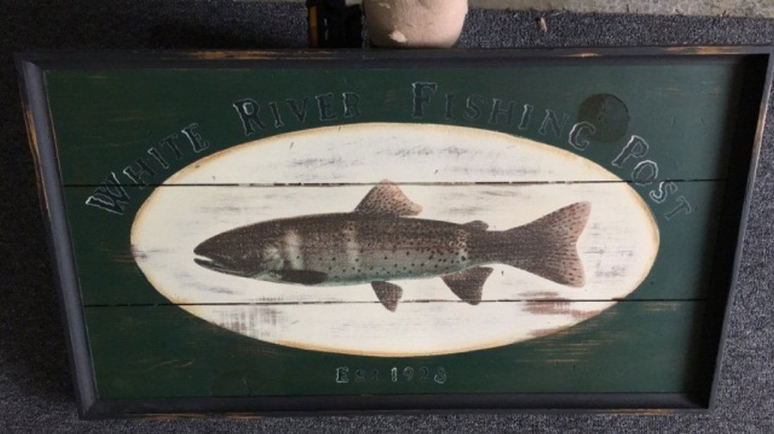 Contemporary Decorative "Fishing Post" Sign (1 of 4)