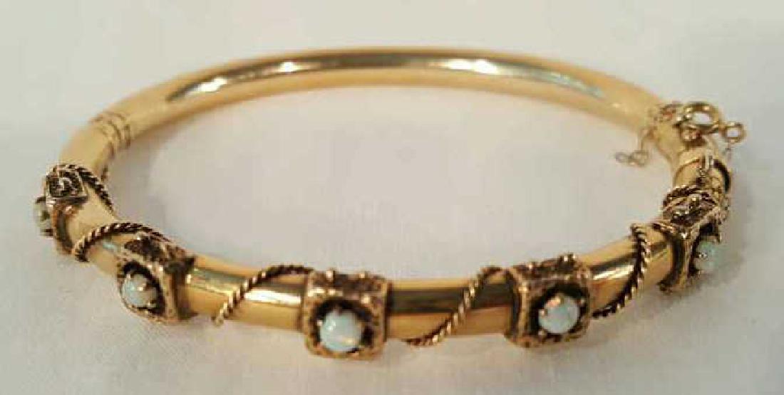 14 K  Gold & Opal Bangle Bracelet (1 of 3)