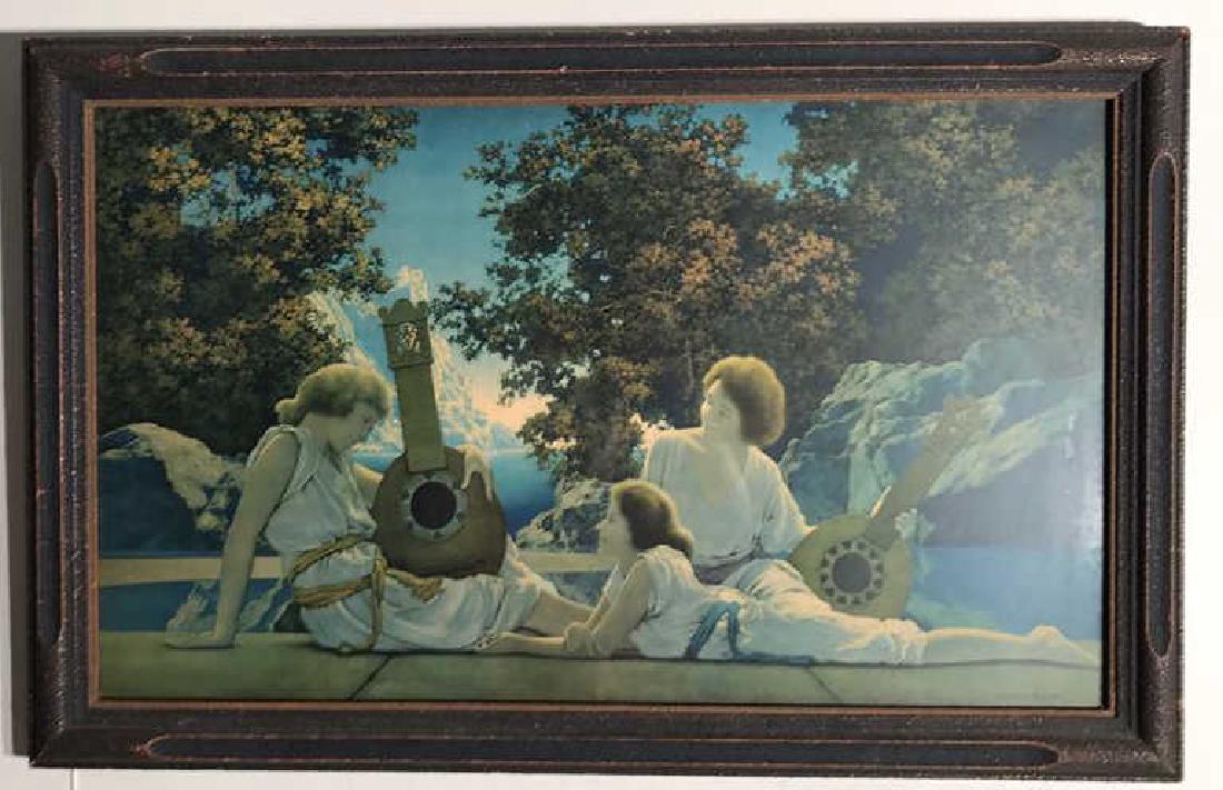Original Maxfield Parrish "Lute Players" Print: Original Maxfield Parrish "Lute Players" Print. Framed under glass in original frame. Not examined out of frame. Remains in excellent condition. This large version measures 29 1/2" x 17 1/2"