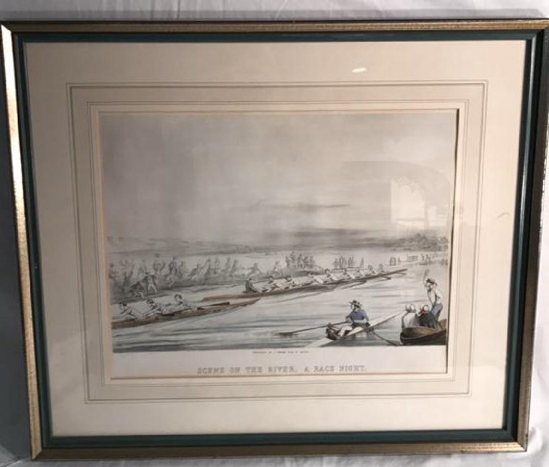 Antique Color Print titled "A Race Night" (1 of 5)