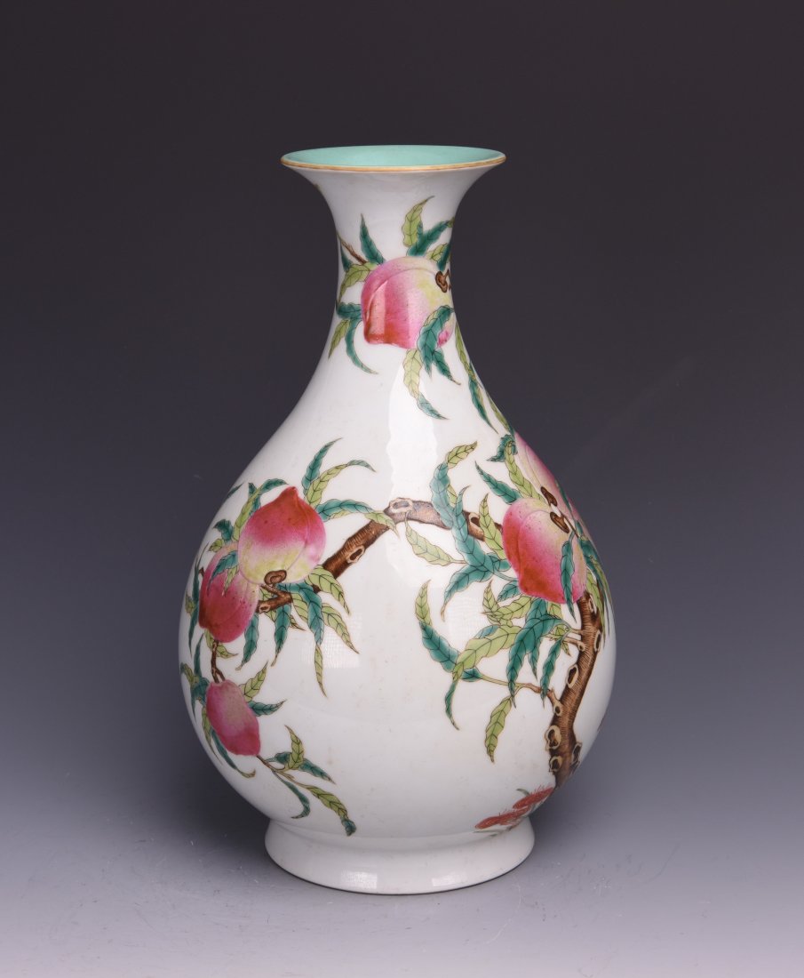Chinese Famille Rose Nine Peach Vase With Mark,19/20th (1 of 5)