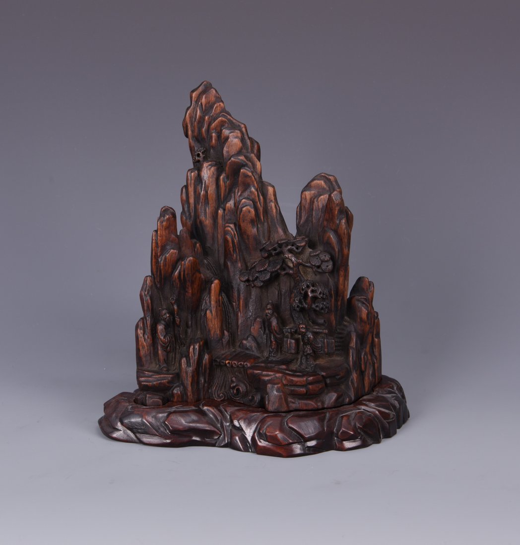Carved Wood Mountain Scene (1 of 9)