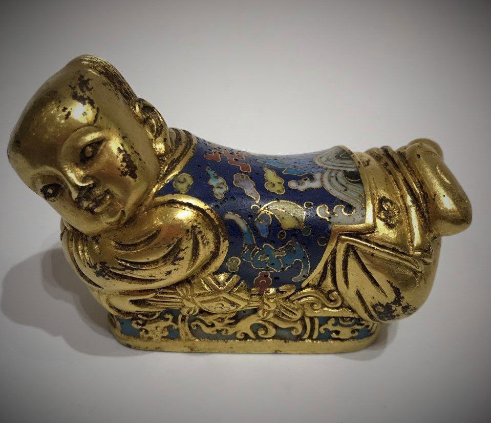 Gilt Bronze Enamel Figure Paper Weight (1 of 4)