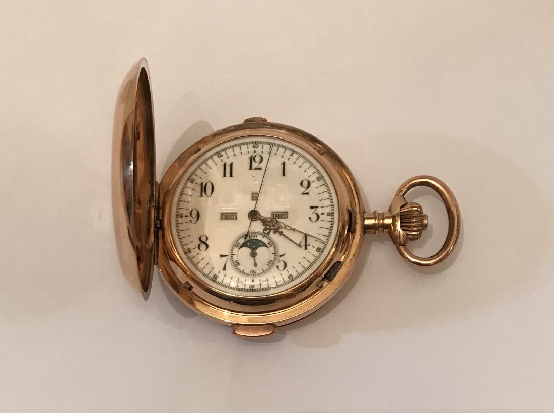 14k Moon Phase Repeated Quarter Pocket Watch (1 of 10)