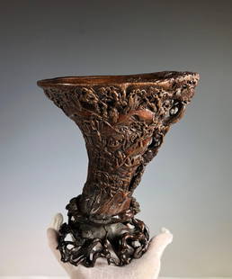 A Chinese Antique Agarwood Chen Xiang Libation Cup: A Chinese Antique Agarwood Chen Xiang Libation Cup Height: 8 inches