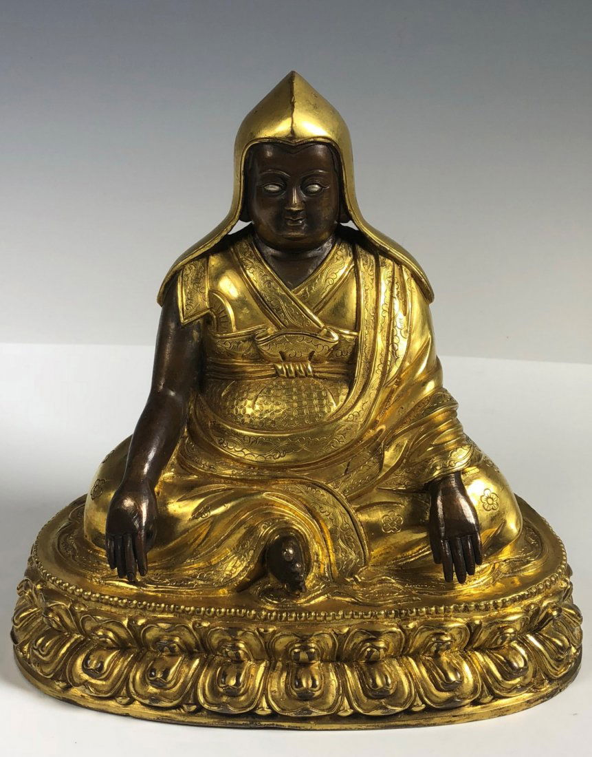 A Gilt Bronze Figure Of Buddha With Silver Eye Inlay (1 of 9)