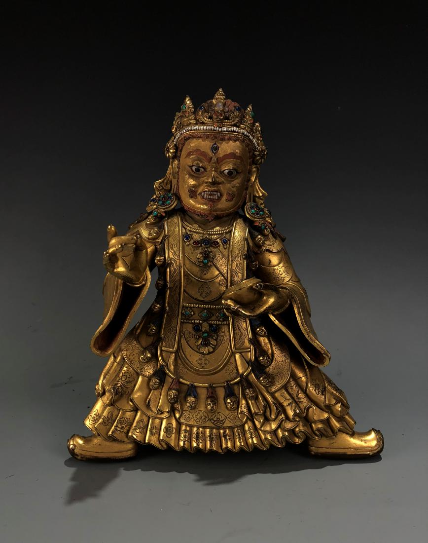 Gilt Bronze & Stones Inlaid Buddha Vaishravana (1 of 10)
