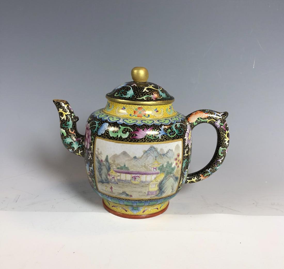 Famille Rose Covered over Zisha Tea Pot with mark (1 of 10)