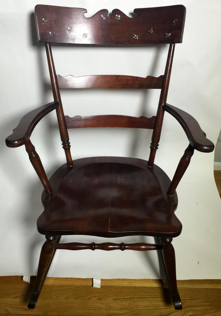 Antique Wood Rocking Chair with Shell inlay (1 of 4)