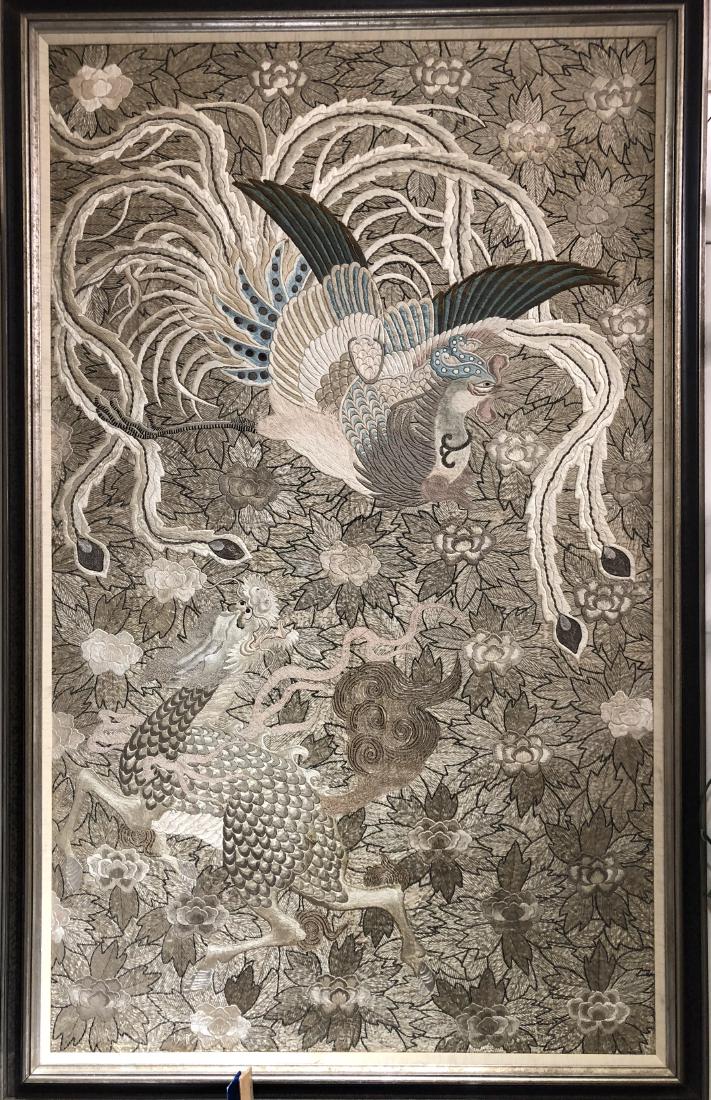 Large Silk Embroidered Panel in Frame (1 of 11)