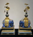 Pair of Lapis Lazuli Elephant W/ Cloisonne Planter Vase