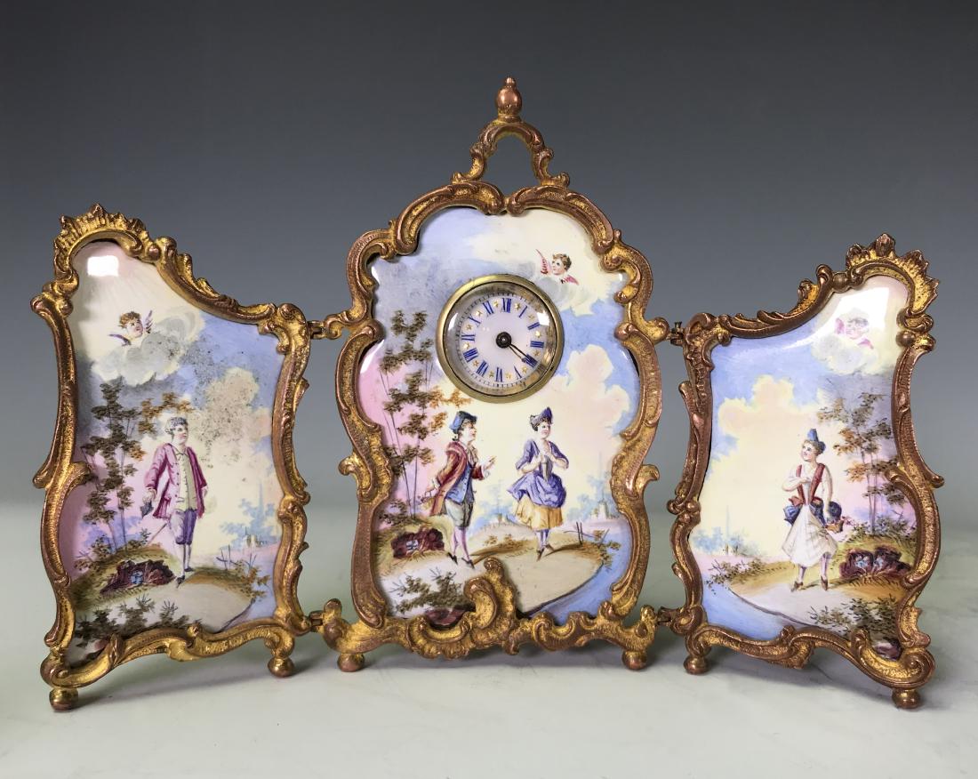 RARE CHARLES E. JACOT ENAMEL SCREEN CLOCK (1 of 10)