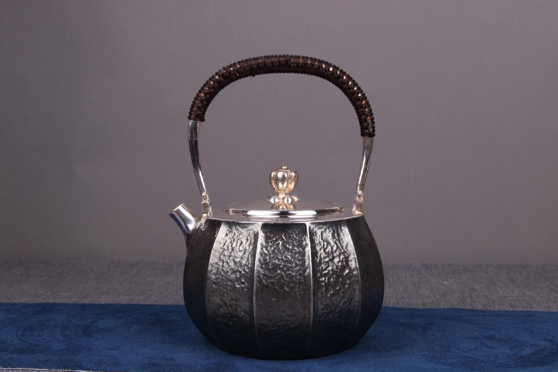 JAPANESE SILVER TEA POT WITH MARK (1 of 8)