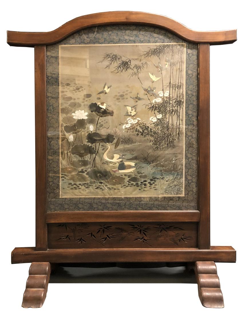 Embroidered Silk Panel in Wood Stand (1 of 9)