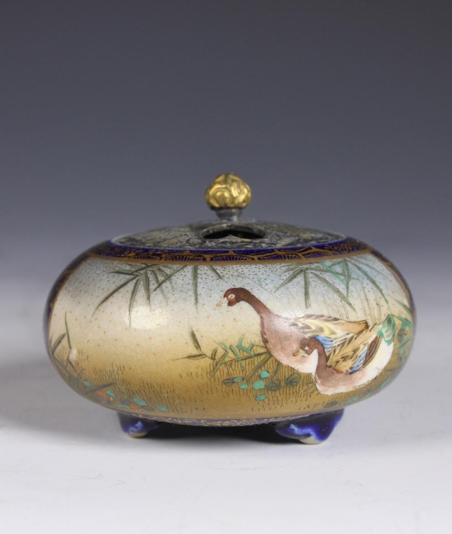 Meiji Satsuma Signed Silver and Bronze Lidded Jar (1 of 13)