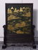 Large Spinach Jade Gem-Inlaid Zitan Table Screen - 4