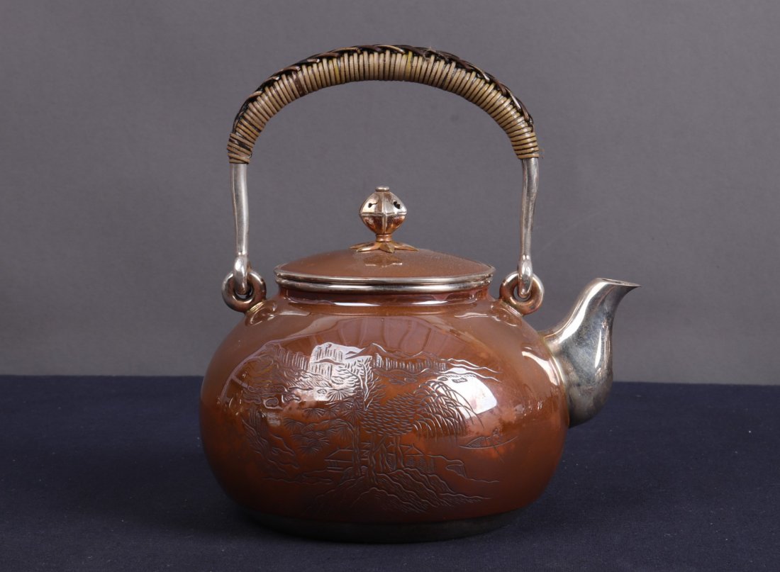 JAPANESE SILVER TEA POT WITH MARK (1 of 9)